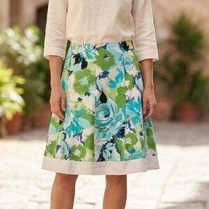 CATO  Knee Length Blue & Green Floral Skirt Woman’s Size 14